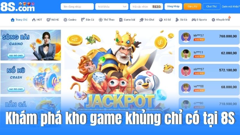 Khám phá kho game 8S