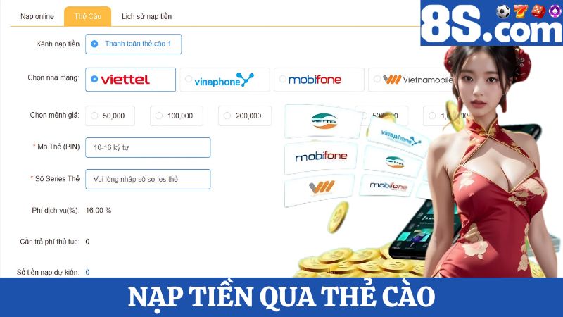 nạp tiền 8S qua thẻ cào 